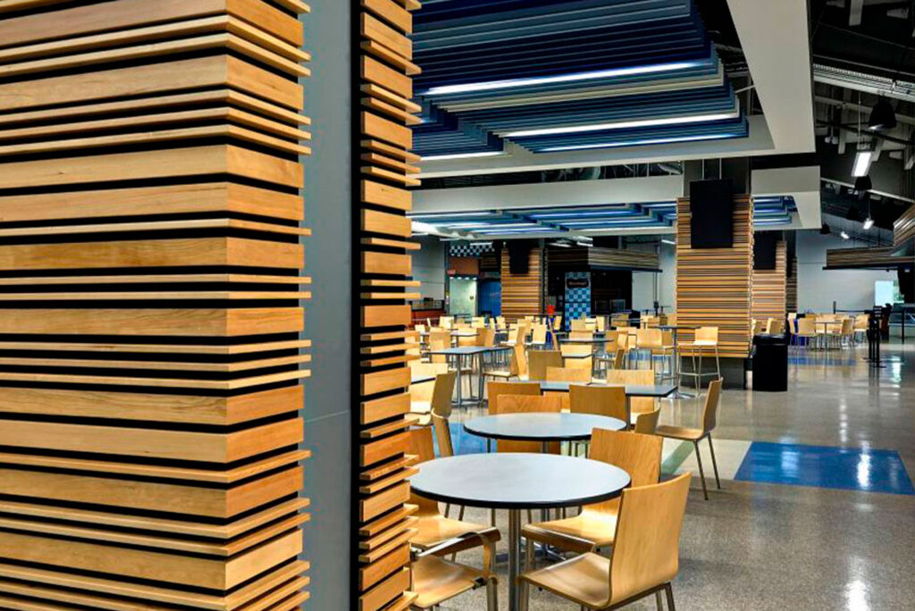 LINEA Mixed Grille: Customizable linear wood slat system for walls and ceilings