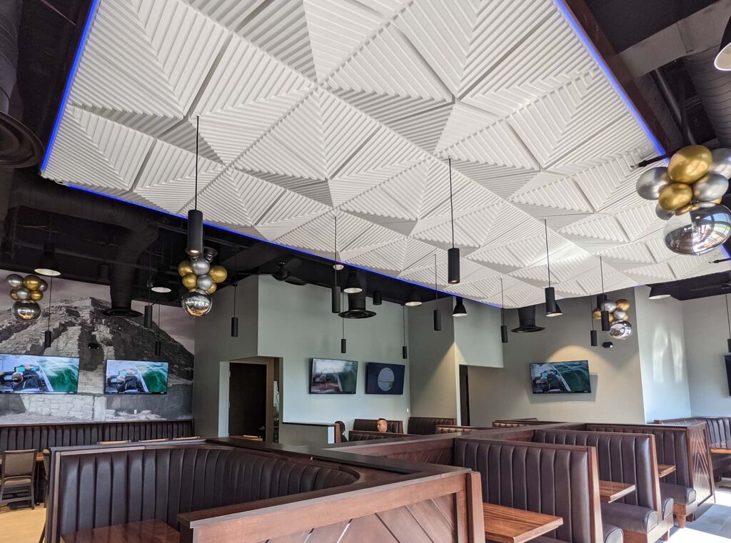 CGSchmitt - Above View Inc - Diner white Grooved Quarter Pyramid Ceiling Tiles