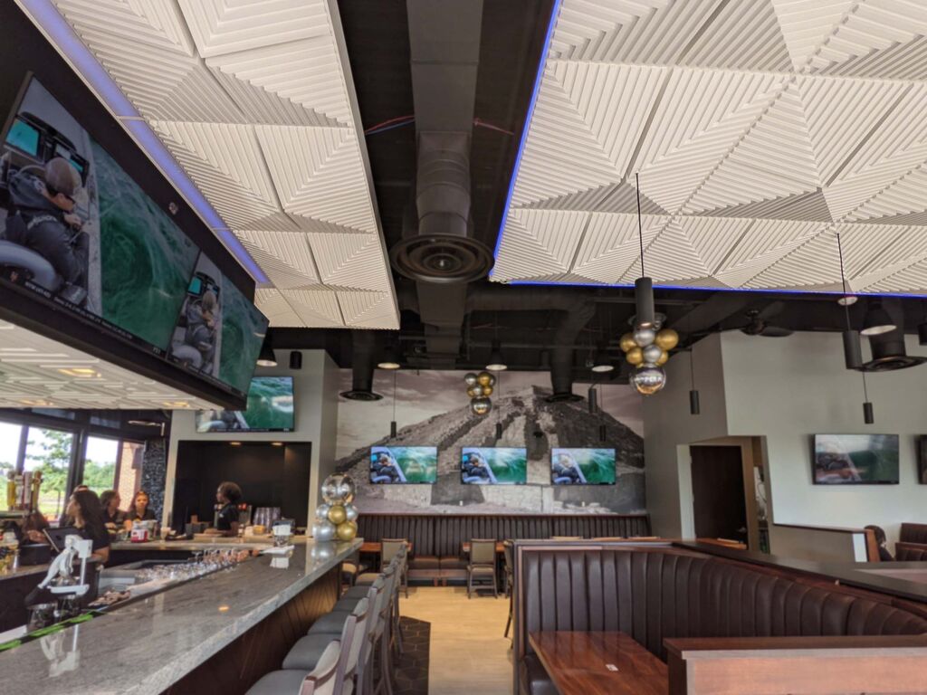 CGSchmitt - Above View Inc - Diner white Grooved Quarter Pyramid Ceiling Tiles