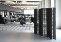 SchmittCo - flexible wood acoustic partition walls - black MDF