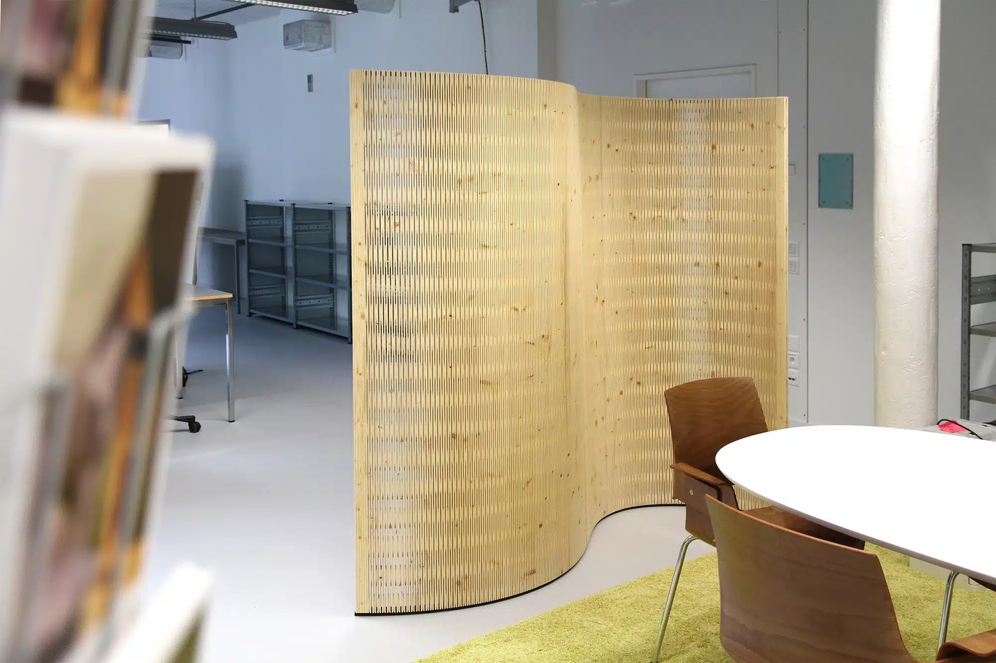 SchmittCo - flexible wood acoustic partition walls - spruce